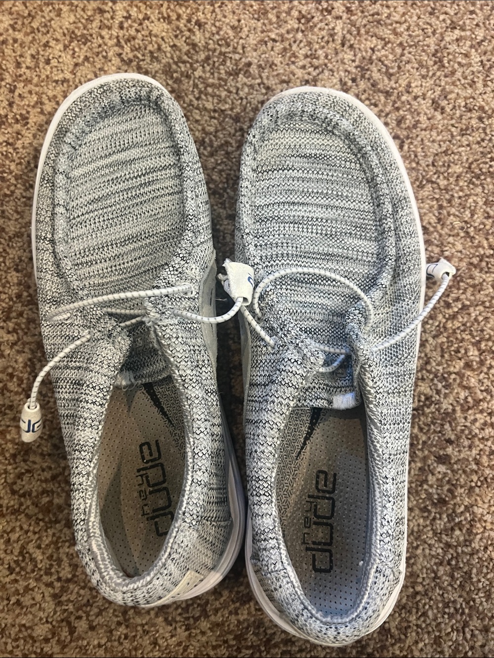 Hey Dude Knit Slip-On Sneakers in Light Gray and White